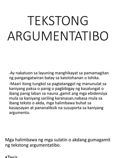 tekstong argumentatibo halimbawa